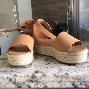 Brown espadrille platform sandals